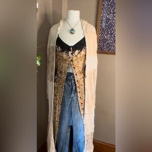 Free People Knit Patchwork Cardigan Sz M‎